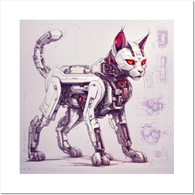 Technical Cyber Cat Wall Art by R.W.TDesign